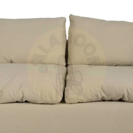Sofá 3 plazas beige tapizado en tejido lino y algodón desenfundable relleno foam y pluma patas negras 212x100x83cm - Ixia - 613267IX - foto-secundaria-5