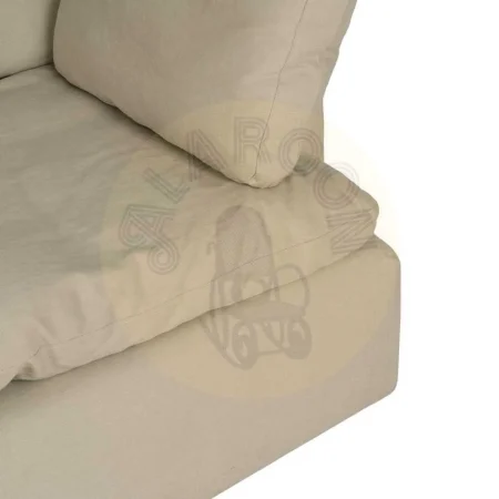 Sofá 3 plazas beige tapizado en tejido lino y algodón desenfundable relleno foam y pluma patas negras 212x100x83cm - Ixia - 613267IX - foto-secundaria-6