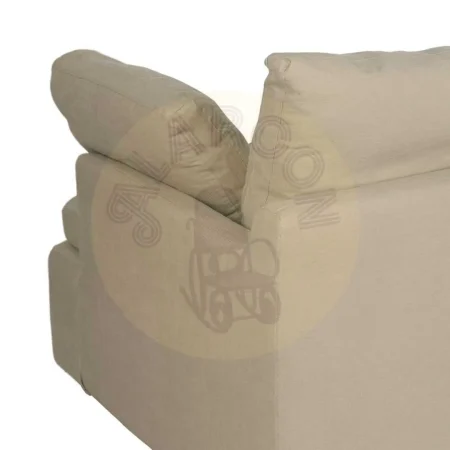 Sofá 3 plazas beige tapizado en tejido lino y algodón desenfundable relleno foam y pluma patas negras 212x100x83cm - Ixia - 613267IX - foto-secundaria-9