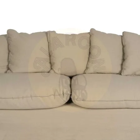 Sofá 3 plazas tapizado lino y algodón beige desenfundable con patas negras y cojines incluidos 216x94x93cm - Ixia - 613268IX - foto-secundaria-3