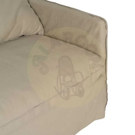Sofá 3 plazas tapizado lino y algodón beige desenfundable con patas negras y cojines incluidos 216x94x93cm - Ixia - 613268IX - foto-secundaria-4