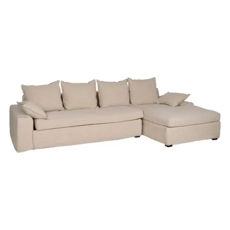 Chaise longue derecha desenfundable en tejido crema estructura madera de pino relleno foam y pluma patas negras 300x161x90cm - Ixia - 613269IX - foto-blanco