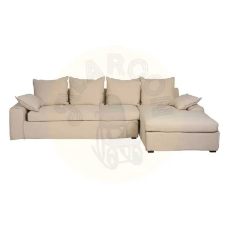 Chaise longue derecha desenfundable en tejido crema estructura madera de pino relleno foam y pluma patas negras 300x161x90cm - Ixia - 613269IX - foto-secundaria-1