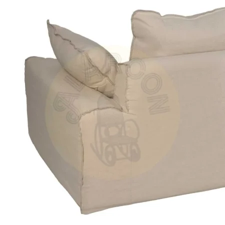 Chaise longue izquierda crema tejido lino y algodón estructura madera de pino desenfundable relleno espuma y pluma patas negras 300x161x90cm - Ixia - 613270IX - foto-secundaria-12