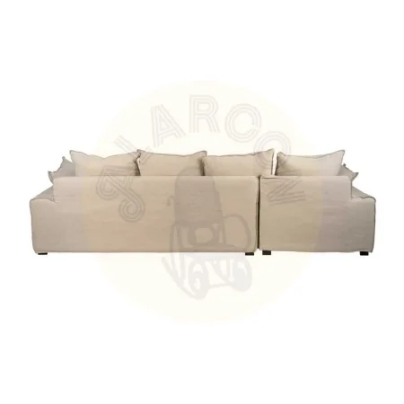 Chaise longue izquierda crema tejido lino y algodón estructura madera de pino desenfundable relleno espuma y pluma patas negras 300x161x90cm - Ixia - 613270IX - foto-secundaria-2