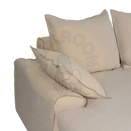 Chaise longue izquierda crema tejido lino y algodón estructura madera de pino desenfundable relleno espuma y pluma patas negras 300x161x90cm - Ixia - 613270IX - foto-secundaria-3
