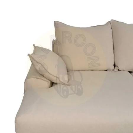 Chaise longue izquierda crema tejido lino y algodón estructura madera de pino desenfundable relleno espuma y pluma patas negras 300x161x90cm - Ixia - 613270IX - foto-secundaria-4