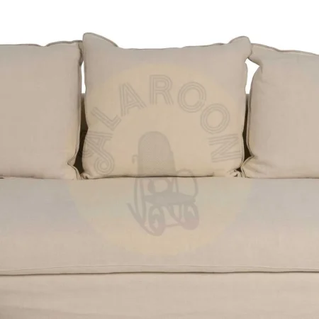 Chaise longue izquierda crema tejido lino y algodón estructura madera de pino desenfundable relleno espuma y pluma patas negras 300x161x90cm - Ixia - 613270IX - foto-secundaria-5