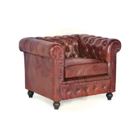 Sillón Teval Chester en piel vacuno marrón capitoné 96x85x72cm - Giner y Colomer - 6132GYC - foto-secundaria-1