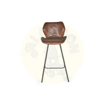 Taburete Korin en piel de vacuno y estructura metálica asiento acolchado marrón 49x50x102cm - Giner y Colomer - 6133GYC - foto-secundaria-1