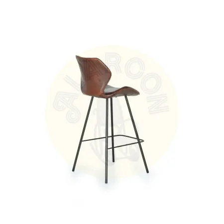 Taburete Korin en piel de vacuno y estructura metálica asiento acolchado marrón 49x50x102cm - Giner y Colomer - 6133GYC - foto-secundaria-2
