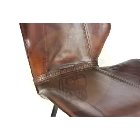 Taburete Korin en piel de vacuno y estructura metálica asiento acolchado marrón 49x50x102cm - Giner y Colomer - 6133GYC - foto-secundaria-3