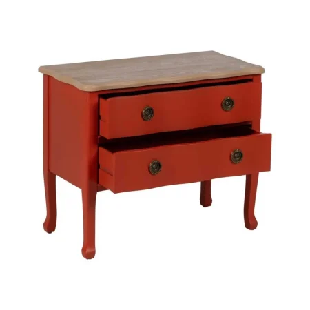 Mesita terracota en madera de abeto y DM con cajón y patas 25cm 80x38x65.50cm - Ixia - 613465IX - foto-blanco