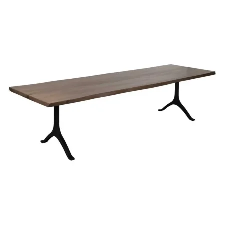 Mesa de comedor para salón en madera de suar con patas de hierro 300x90x77cm - Ixia - 613481IX - foto-blanco