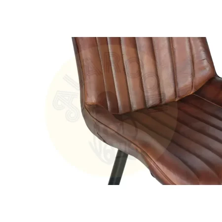 Silla industrial tapizada en piel marrón con estructura de hierro negro y respaldo ergonómico 53x63x87cm - Giner y Colomer - 6134GYC - foto-secundaria-4