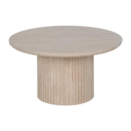 Mesa de centro beige con sobre de piedra sinterizada y patas en MDF y papel 70x70x38.50cm - Ixia - 613515IX - foto-blanco