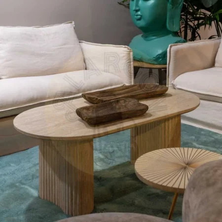 Mesa de centro beige con sobre de piedra sinterizada y patas en MDF 120x60x46cm - Ixia - 613516IX - foto-secundaria-8