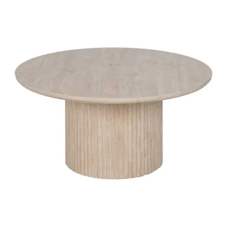 Mesa de centro beige piedra con sobre de piedra sinterizada y patas en MDF 90x90x45cm - Ixia - 613517IX - foto-blanco