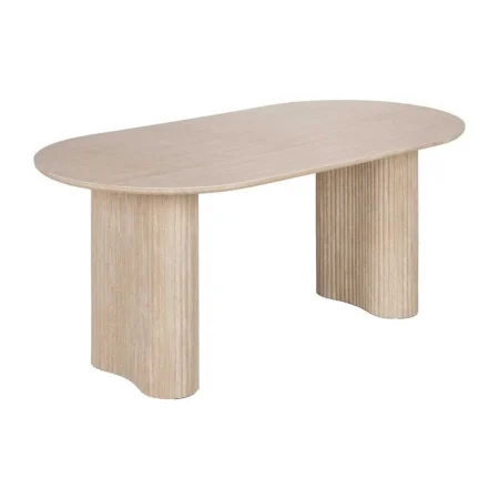 Mesa de comedor beige piedra con sobre de piedra sinterizada y patas en MDF y papel 180x90x76cm - Ixia - 613520IX - foto-blanco