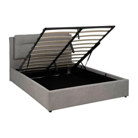 Cama tapizada gris para colchón 164x214x110cm - Ixia - 613531IX - foto-blanco