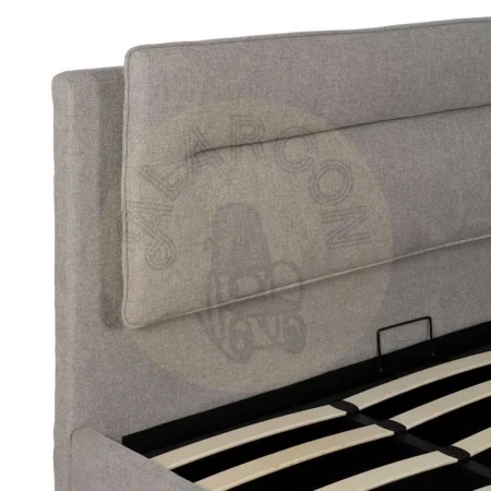 Cama tapizada gris para colchón con estructura de madera contrachapada y relleno de foam 191x212x113cm - Ixia - 613532IX - foto-secundaria-2