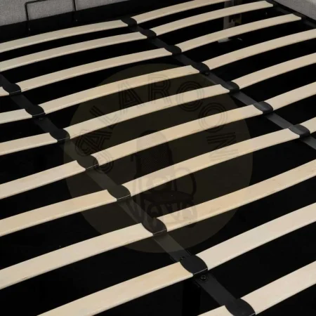 Cama tapizada gris para colchón con estructura de madera contrachapada y relleno de foam 191x212x113cm - Ixia - 613532IX - foto-secundaria-3