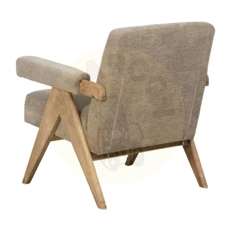 Sillón beige tapizado en tejido poliéster con estructura en plywood y patas en madera de caucho 74x76x85cm - Ixia - 613614IX - foto-secundaria-2