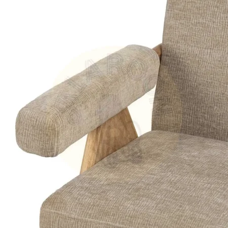Sillón beige tapizado en tejido poliéster con estructura en plywood y patas en madera de caucho 74x76x85cm - Ixia - 613614IX - foto-secundaria-4