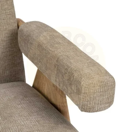 Sillón beige tapizado en tejido poliéster con estructura en plywood y patas en madera de caucho 74x76x85cm - Ixia - 613614IX - foto-secundaria-8