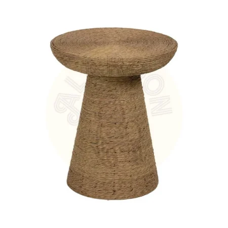 Mesa auxiliar para salón de cuerda y fibra natural estilo ratán 49x49x58cm - Ixia - 613622IX - foto-secundaria-1