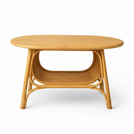 Mesa de centro de bambú natural para salón 81x51x47.50cm - Ixia - 613625IX - foto-blanco