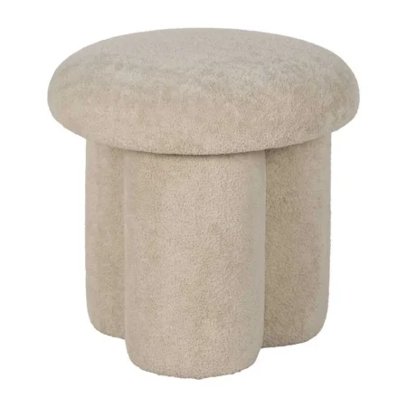 Puf beige tejido 100% poliéster con estructura de madera de pino y contrachapada y relleno de espuma 41x41x43cm - Ixia - 613640IX - foto-blanco