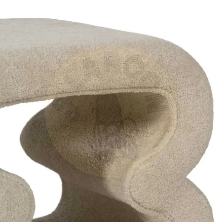 Puf beige tapizado en tejido 100% poliéster estructura de hierro y madera contrachapada 45x42x42cm - Ixia - 613641IX - foto-secundaria-2