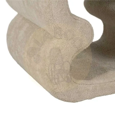 Puf beige tapizado en tejido 100% poliéster estructura de hierro y madera contrachapada 45x42x42cm - Ixia - 613641IX - foto-secundaria-3
