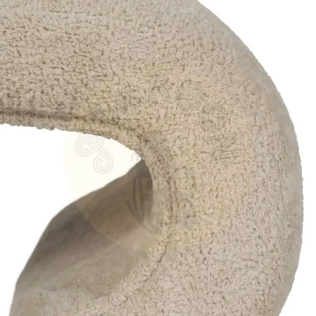 Puf beige tapizado en tejido 100% poliéster estructura de hierro y madera contrachapada 45x42x42cm - Ixia - 613641IX - foto-secundaria-5