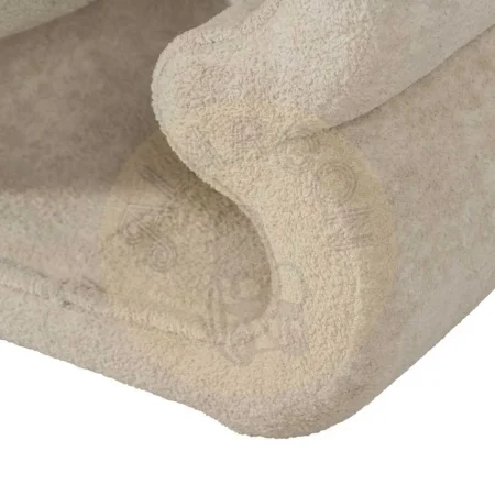 Puf beige tapizado en tejido 100% poliéster estructura de hierro y madera contrachapada 45x42x42cm - Ixia - 613641IX - foto-secundaria-7