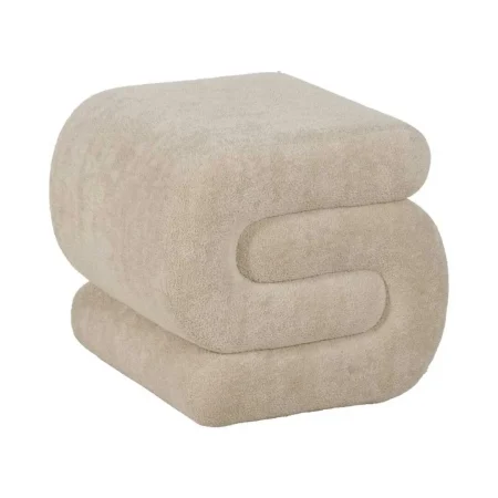 Puf beige de tejido 100% poliéster con estructura en madera de pino y contrachapado y relleno de espuma 51x47x45cm - Ixia - 613642IX - foto-blanco