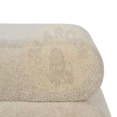 Puf beige de tejido 100% poliéster con estructura en madera de pino y contrachapado y relleno de espuma 51x47x45cm - Ixia - 613642IX - foto-secundaria-3