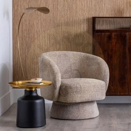 Sillón beige tapizado en tejido 100% poliéster para salón 78x79x77cm - Ixia - 613656IX - foto-secundaria-11