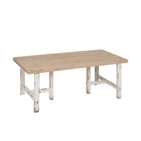 Mesa de centro en madera de abeto y DM acabado natural y blanco 120x60x48cm - Ixia - 613668IX - foto-blanco