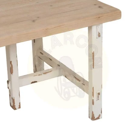Mesa de centro en madera de abeto y DM acabado natural y blanco 120x60x48cm - Ixia - 613668IX - foto-secundaria-4