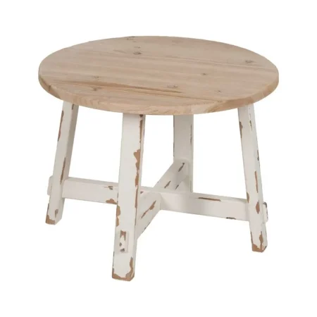 Mesa de centro en madera de abeto DM acabado natural y blanco 60x60x45cm - Ixia - 613669IX - foto-blanco