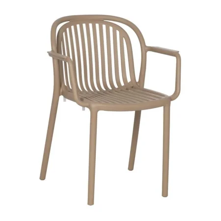 Silla apilable de polipropileno beige para exterior 57x57x78cm - Ixia - 613688IX - foto-blanco