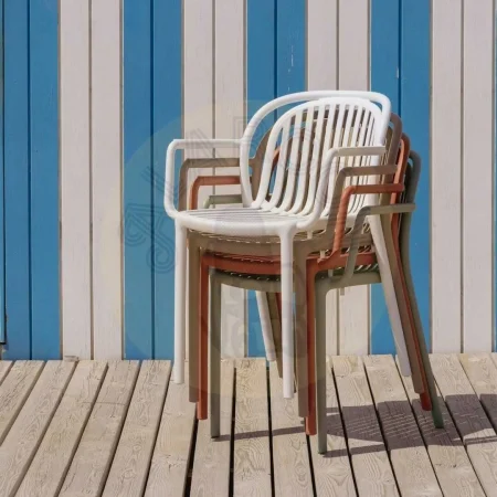 Silla apilable de polipropileno beige para exterior 57x57x78cm - Ixia - 613688IX - foto-secundaria-12