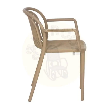 Silla apilable de polipropileno beige para exterior 57x57x78cm - Ixia - 613688IX - foto-secundaria-2