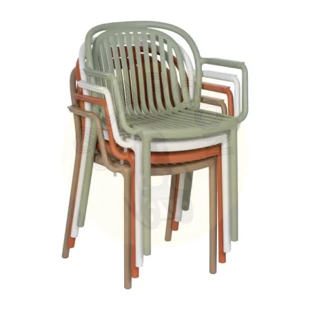 Silla apilable de polipropileno color terracota homologada EN581 para exterior altura asiento 45cm 57x57x78cm - Ixia - 613689IX - foto-secundaria-1