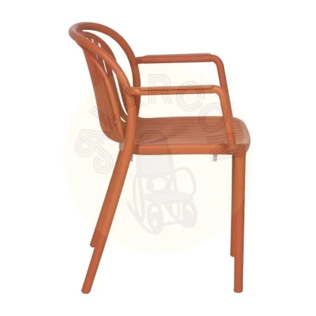 Silla apilable de polipropileno color terracota homologada EN581 para exterior altura asiento 45cm 57x57x78cm - Ixia - 613689IX - foto-secundaria-2