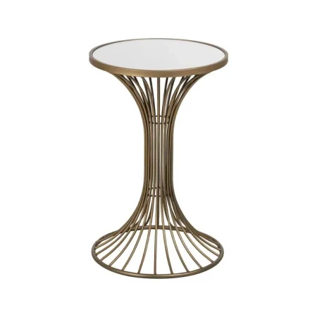 Mesita de metal color oro con espejo 42x42x65cm - Ixia - 613711IX - foto-blanco