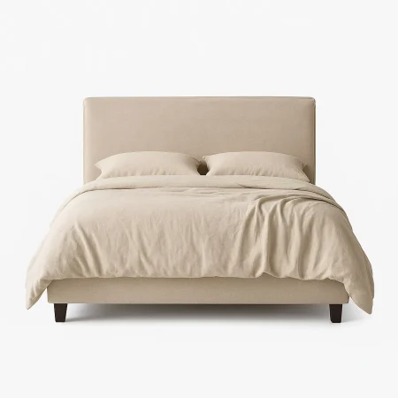 Cabecero desenfundable tapizado en tejido 100% poliéster beige 190x8x100cm - Ixia - 613732IX - foto-blanco