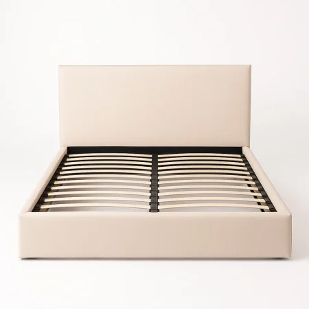 Cama canapé desenfundable beige con tejido 100% poliéster y relleno de espuma para colchón 196x215x97cm - Ixia - 613735IX - foto-blanco